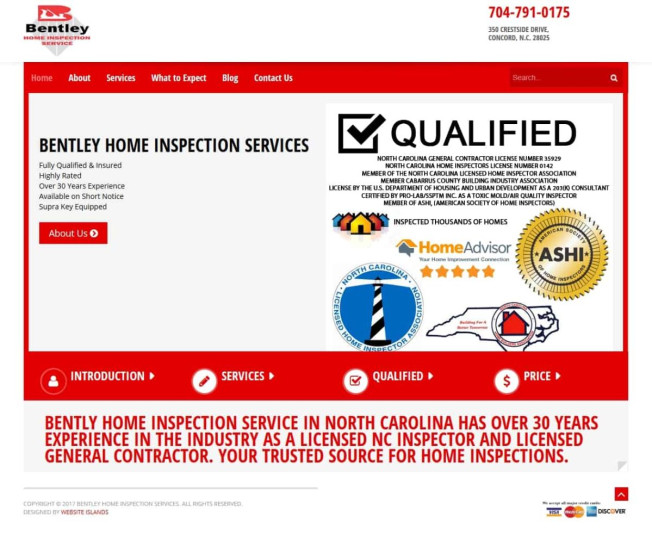 Bentley Home Inspection Service Joomla Website