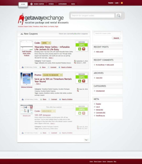 Getaway Exchange Joomla CMS Coupon Directory